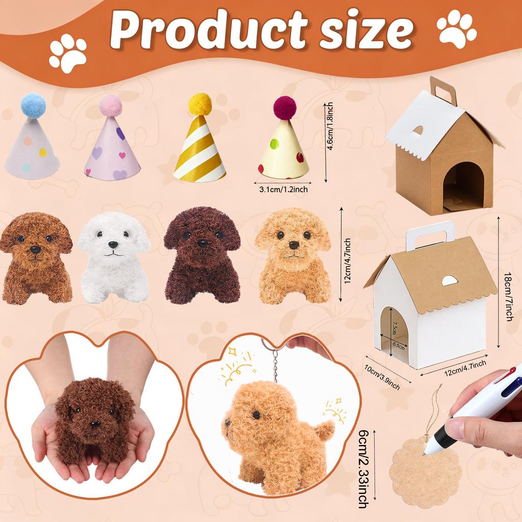 6-36 Pcs 4.7Inch Puppy Stuffed Animals Bulk with Hat Card Paper Boxes Adopt A Puppy Party Favors Kids Stuffed Dogs Birthday Gift