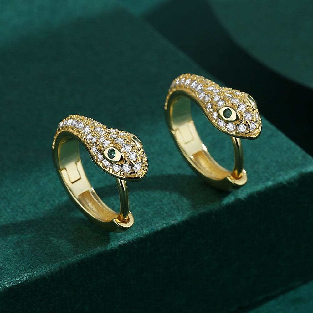 Kreative Tier Schlange Kopf Form Exquisite S925 Ohrring für Frauen Voll Zirkon Sterling Silber Jahrestag Party Geschenk Schmuck Silber schmuck