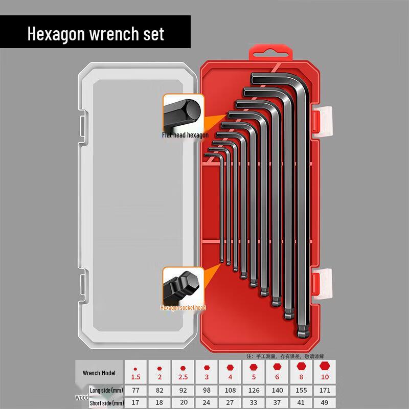 Shengda Medium-Long Hex Key Wrench Set