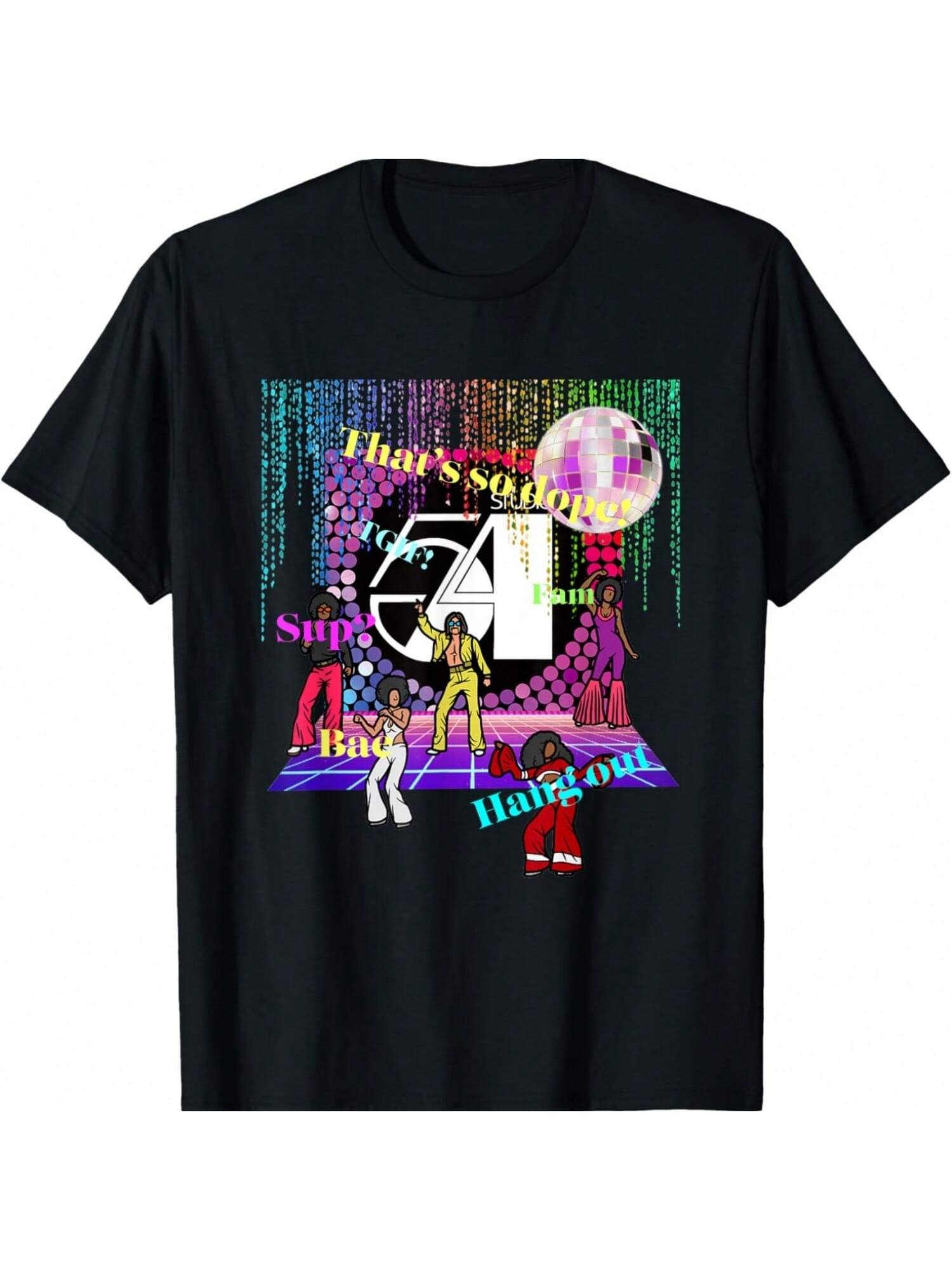 Studio 54 Disco 007 Unisex T-Shirt - Black, Small, Short Sleeve, Classic Fit, Cartoon Pattern S разноцветный