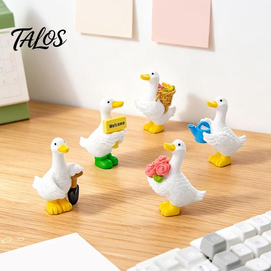Small Landscaping Accessories Mini Garden Duck Figurine, Cute Farm Dolls, Desktop Animal Figurines for Car Dashboard Figurines, Micro Landscape