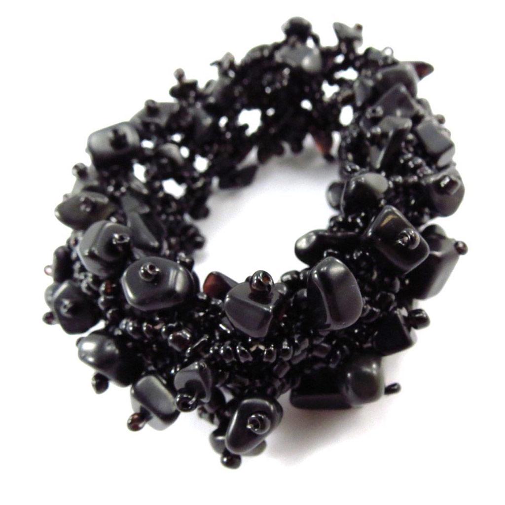 Les Trésors De Lily [J7023] – Schwarzes Designer-Armband „Calcutta“.