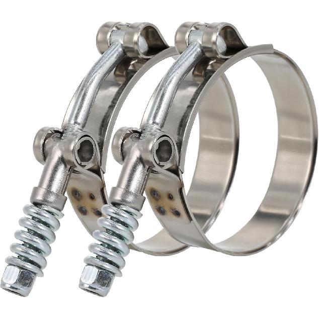 T-Bolt Hose Clamps, Adjustable Working Range 2.52"-2.83"(64-72mm), Stainless Steel Hose Clamps with Reinforcement Spring for Automotive, Turbo Tubes,