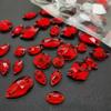 Red Resin Shiny Glass Rhinestone Stickers: Mixed Style Sewing Accents for Dancewear