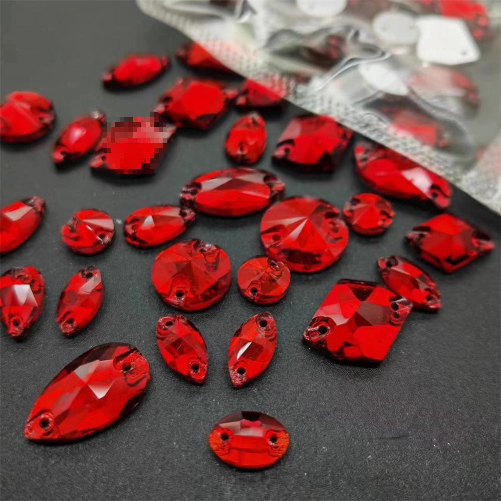 Red Resin Shiny Glass Rhinestone Stickers: Mixed Style Sewing Accents for Dancewear
