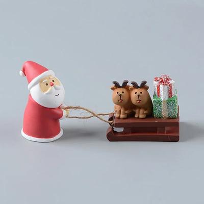 Christmas Tree Santa Claus Trailer Sled Elk Snowman Mini Figures DIY Desktop Home Landscape Decoration Model Toys for Christmas