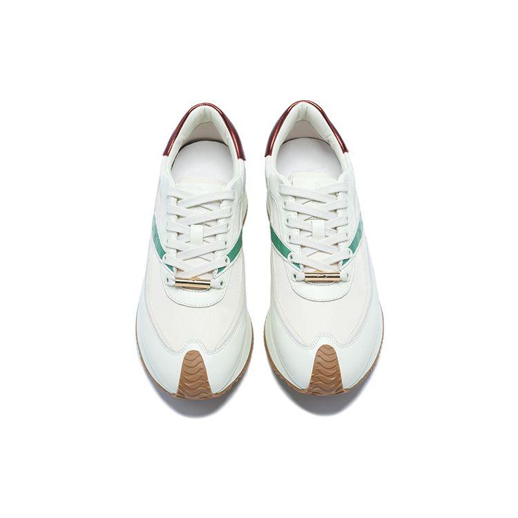 Li-Ning 1990 Zhenrong Non-Slip Wear-Resistant Low-Top Sports Casual Shoes Women Sneaker White Green ALJT018-3