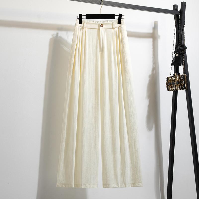 DIMANAF 2025 Sommer Übergröße Hosen Hohe Taille Neue Damenbekleidung Mode Locker Plissiert Vintage Hosen