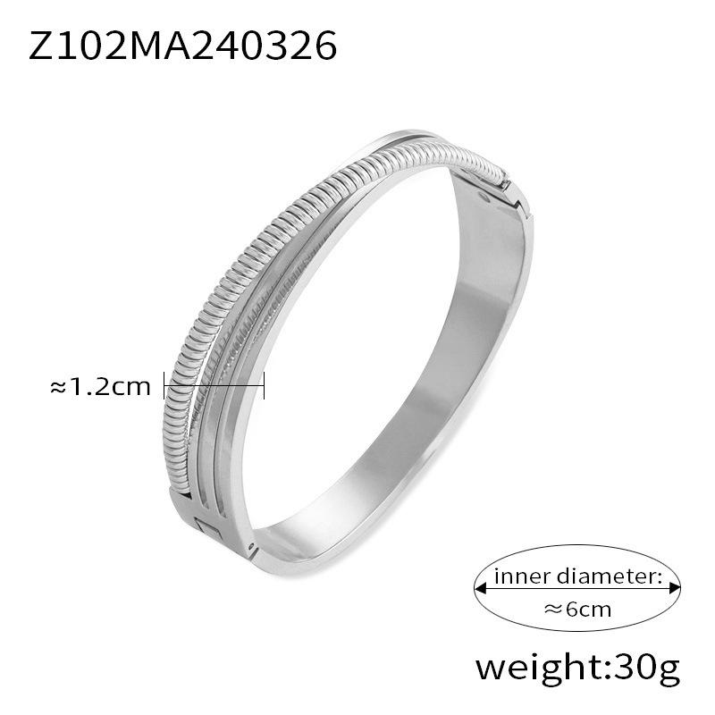 European & American Light Luxury Titanium Steel Gold-Plated Open Design Bracelets with Rhinestone Inlay for Women