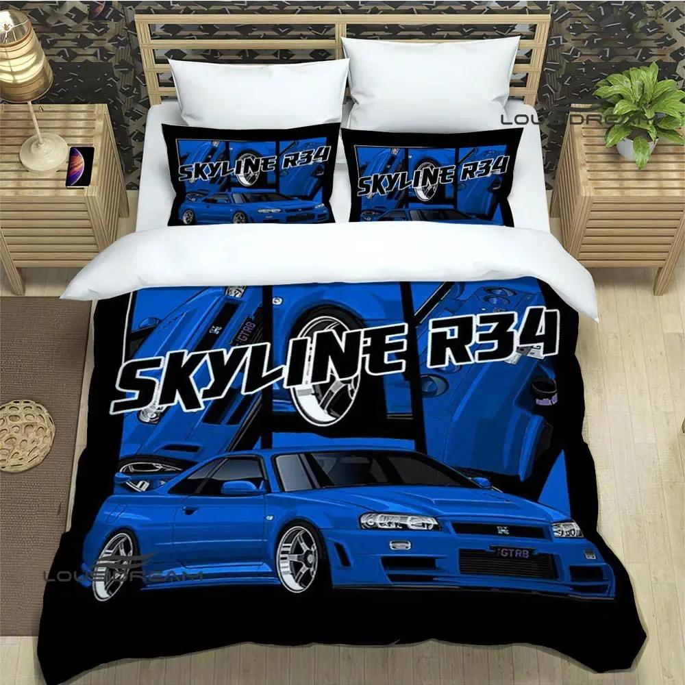 Set Biancheria da Letto Stampata Retrò GTR Racing Set di Biancheria da Letto Raffinato Copripiumino Set Piumone Set Biancheria da Letto Lusso Regalo di Compleanno