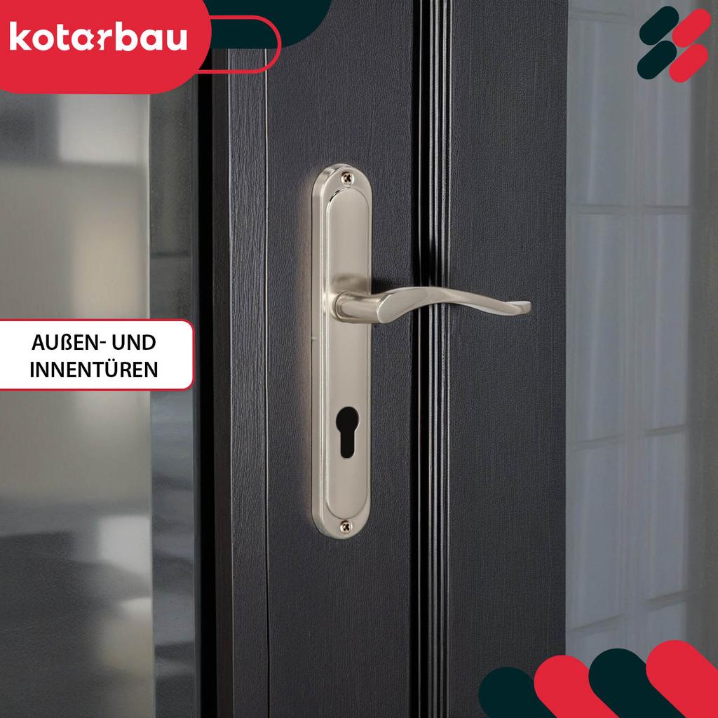 Door Handle Long Plate for Cylinder Insert Classic Satin 72