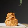 God of Wealth Solid Wood Sandalwood Carving Ornament – Handheld Creative Cultural Decor