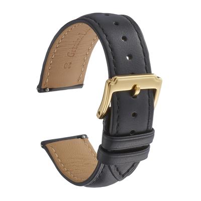Pasek do zegarka Calum ze skóry naturalnej, gładka skóra, pasek do smartwatcha z szybkim odpięciem, 12 mm, 24 mm, czarny x złoty - (22mm, Klamra)