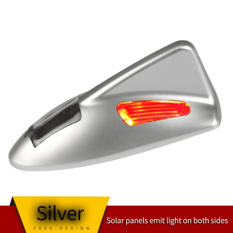 

Автомобильный светодиодный мигающий свет, напоминание о ночном вождении, цветные автомобильные аксессуары, задний фонарь, солнечная батарея, предотвращающая столкновения, плавник акулы, напоминание серебряный