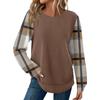 Women's Plaid Print Round Neck Long Sleeve Casual Loose Top