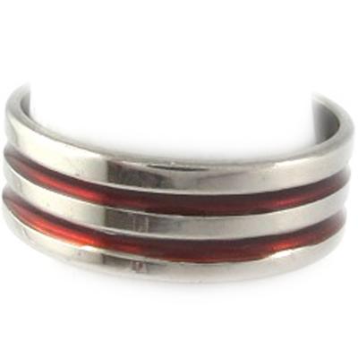 Steel Ring 'Peaceful' Red Silver - 7 Mm