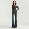 VIONA Retro High Waist Slimming Stretchy Women's Micro Flared Jeans Versatile Street Style Denim Cotton Long Trousers