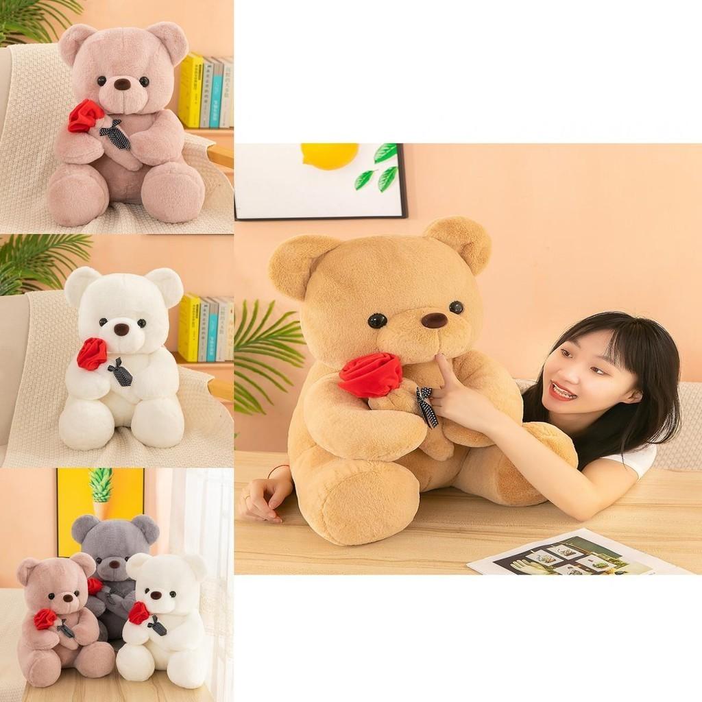 Cute Cartoon Rose Teddy Bear Plush Toy Doll Pillow Wholesale Factory Supplier