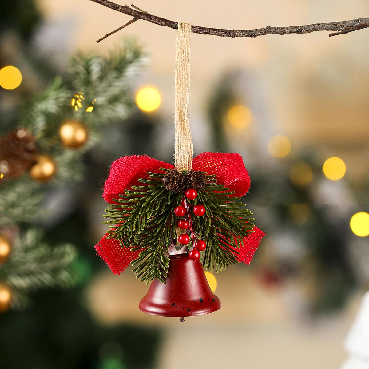 Christmas Pine Cone Bell Bow Pendant Window & Tree Ornaments