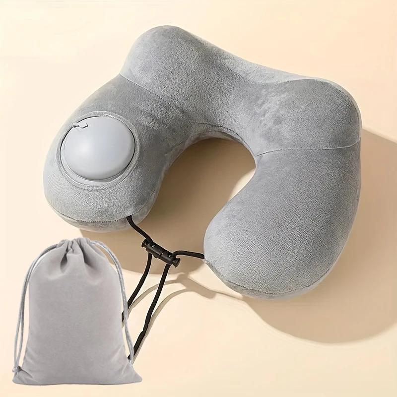 

U-shaped Inflatable Travel Pillow Portable Air Pillow Neck Support Pad Comfortable Sleep Pillow Compression Inflatable