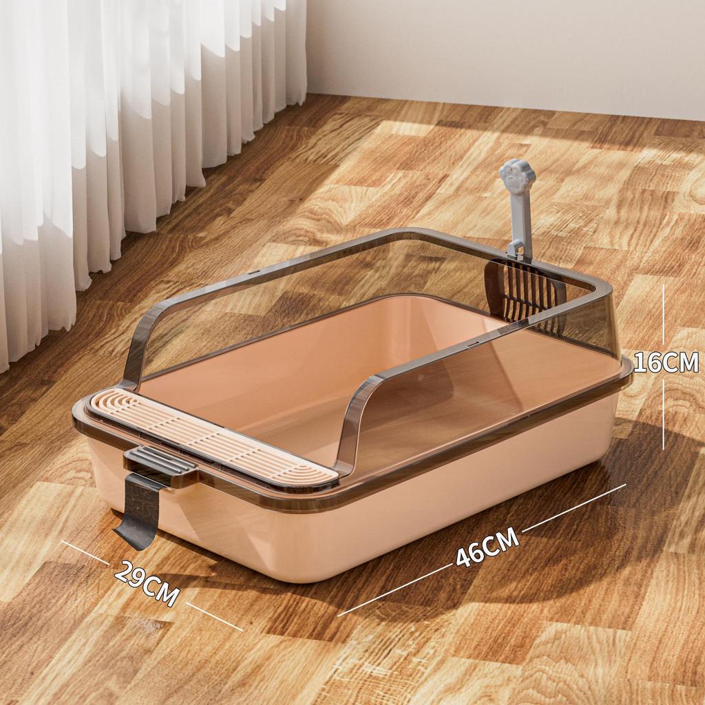 Extra Large Dust-Free Semi-Enclosed Cat Litter Box with Anti-Splash Design