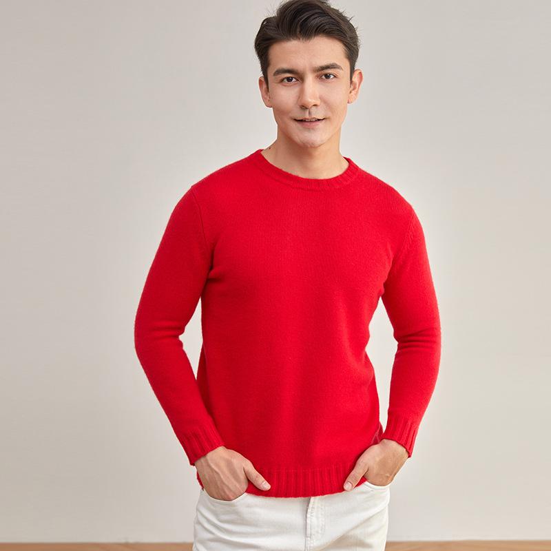 Exquisite Men's Three-Ply Pure Cashmere Sweater - Thick, Warm, Round Neck Knit for Autumn/Winter