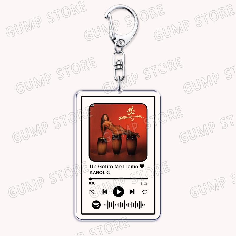 

Colombia Reggaeton Singer Music Keychains for Women Accessories Bag Tropicoqueta Album Playlist Code Keying Jewelry Fans Gift