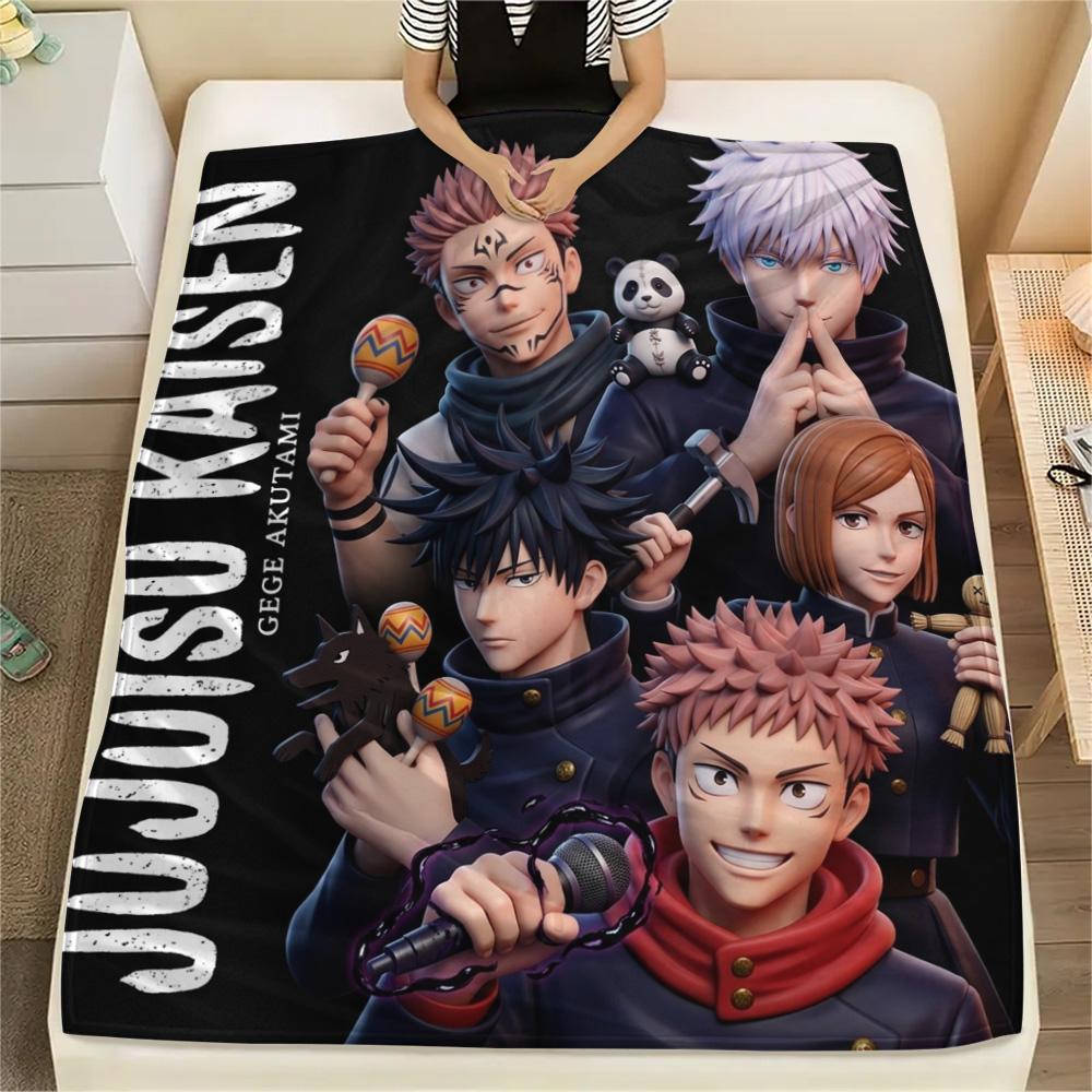 1PC Jujutsu Kaisen Patterned Flannel Blanket Suitable For All Seasons For Home Decor Warmth And Comfort Gifts Holiday Present