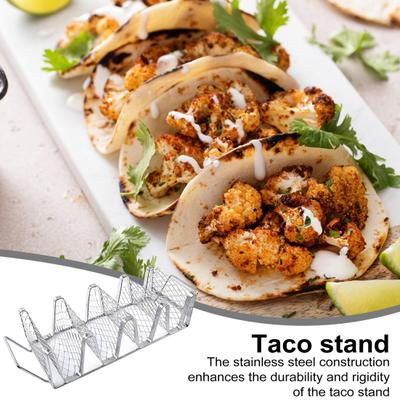 Taco-Halter aus Edelstahl, Taco-Schalenhalter-Ständer zum Backen im Ofen, rostfreie Taco-Tablettplatten für 4 Tacos, Gestell für knusprige Schalen