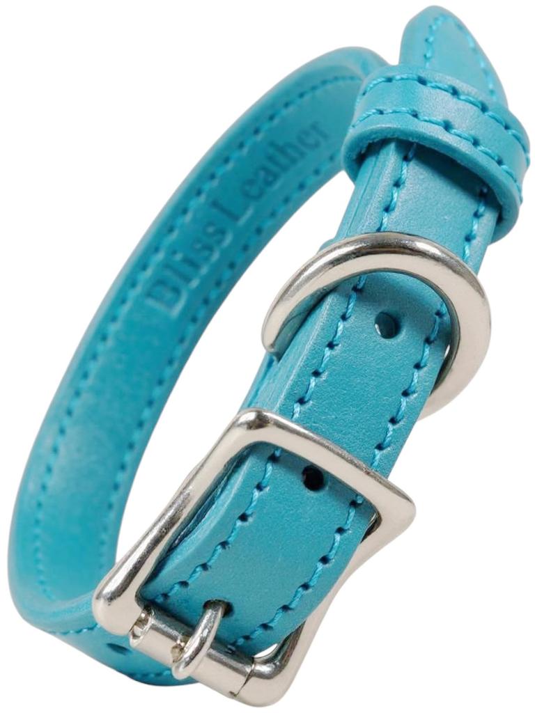 Premium genuine leather collar Italian leather by for small and Adjustable and cute cowhide collar with a thick Sky Small Japanese-made [Maine,