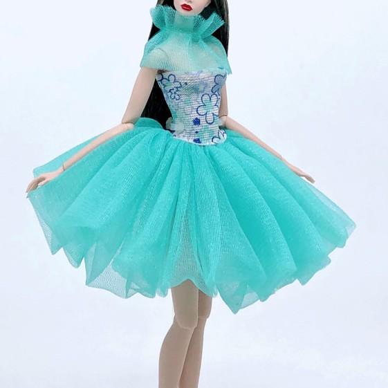 

Синяя кружевная модная кукольная одежда для кукол Барби, наряды, короткие платья-пачки, вечерние платья, аксессуары для кукол 1/6, детские игрушки зелёный
