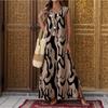Women's V-neck Sleeveless Abstract Geometric Printing Long Dress Loose Drop Hem Side Split Fork Holiday Style Casual Even