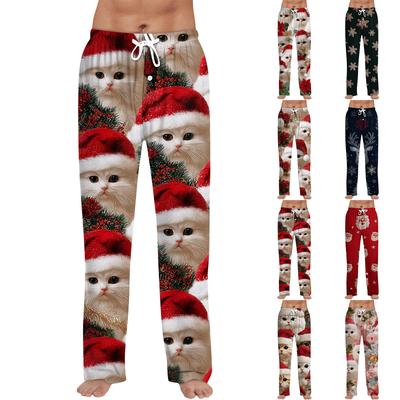 Men's Christmas Print Drawstring Pants Casual Pajama Pants