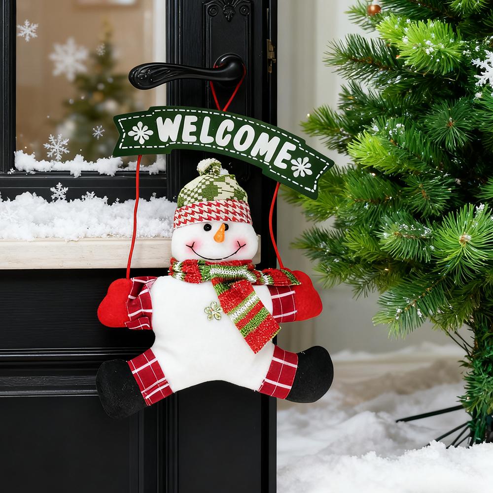 Vánoční závěsná cedule na dveře, 2 ks Santa Claus Sněhulák Závěsná na dveře Vánoční stromek Přívěsek Netkaná závěsná ozdoba Dárky