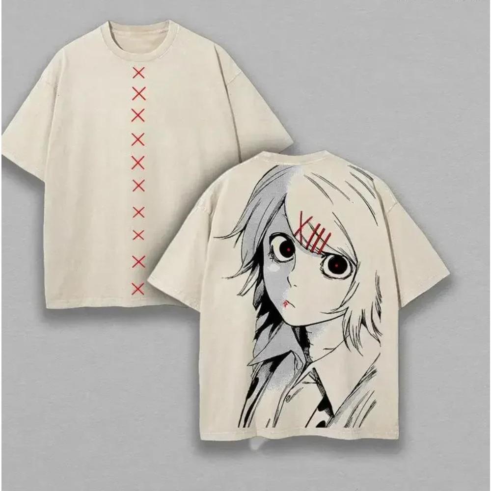 Tokyo Ghoul Juuzou Suzuya Printed Tee Men Women Short Sleeve Clothing Washed Cotton T-shirt Retro Casual T Shirt Harajuku Tshirt XXL