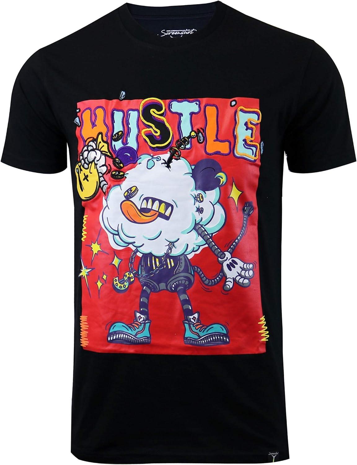 Screenshotbrand Mens Hipster Hip-Hop Urban Tees - NYC Street Fashion Graffiti Animation Print T-Shirt(1) XXXXXL чёрный