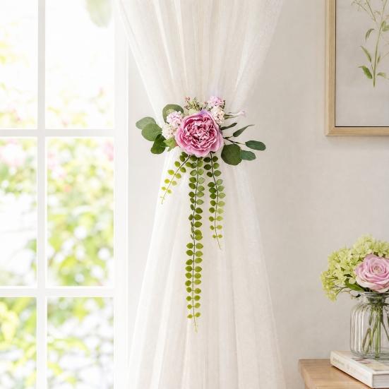 1Pc Artificial Flowers Curtain Curtain Tie Realistic Tieback Decorative Flower Peony Rose Sunflower