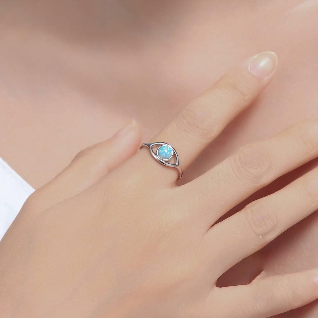 Evil Eye Opal Ring: Gold-Plated Jewelry for Women with Color Retention