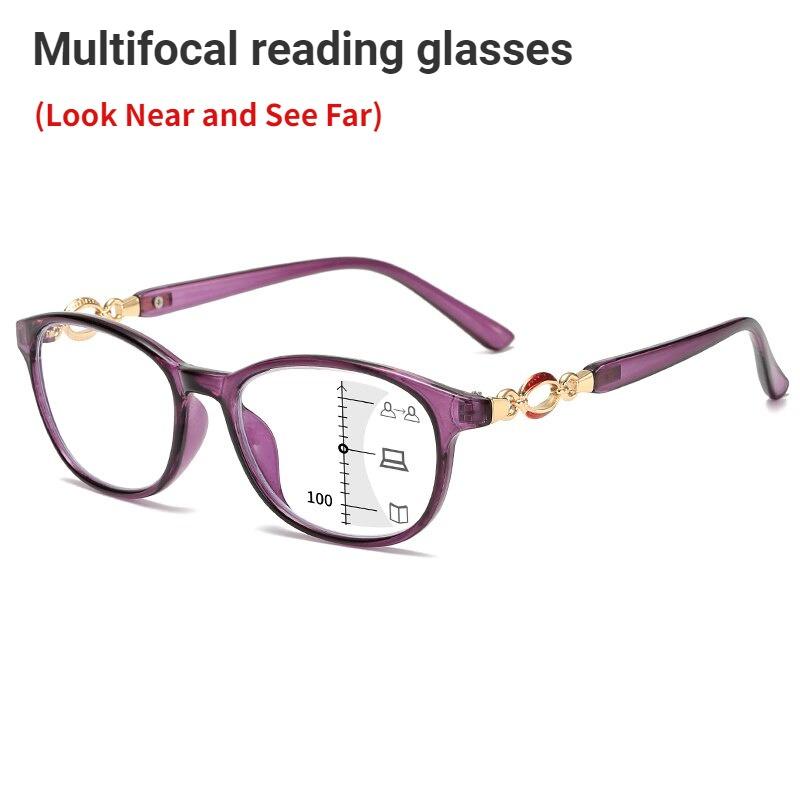 New 3 In 1 Progressive Multifocal Reading Glasses For Women Anti-Blue Eyeglasses Easy To Look Far And Near +1.0 To +4.0