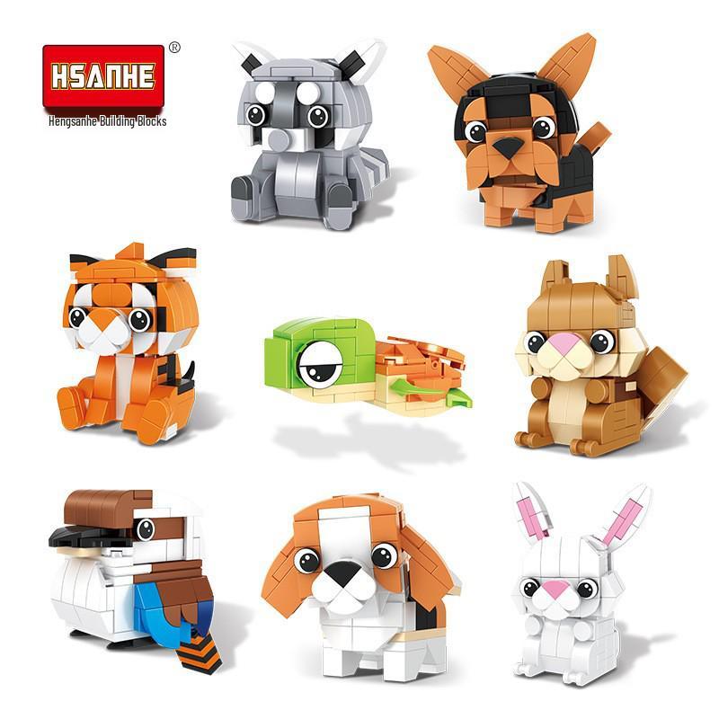 Heng San He Creative Animal Building Blocks Set: Koala, Corgi, Shiba Inu, Tiger - Educational Toy for Kids. See details page