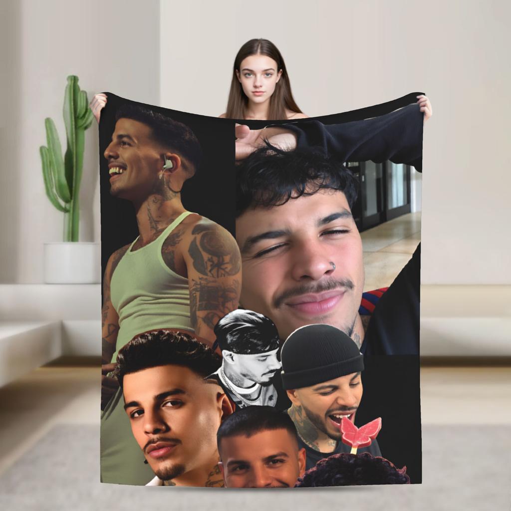 Soft Warm Blanket Travel Office Rauw Alejandro Singer Rapper Throw Blanket Flannel Bedspread For Couch Chair Sofa Bed Sofa Bed