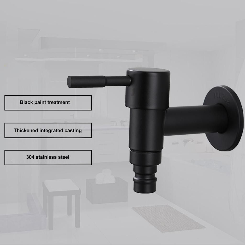 G1Celsius2 Wall Mounted Cold Water Tap 304 Stainless Steel Single Handle Cold Faucet Bathroom Garden Faucet Tap Black