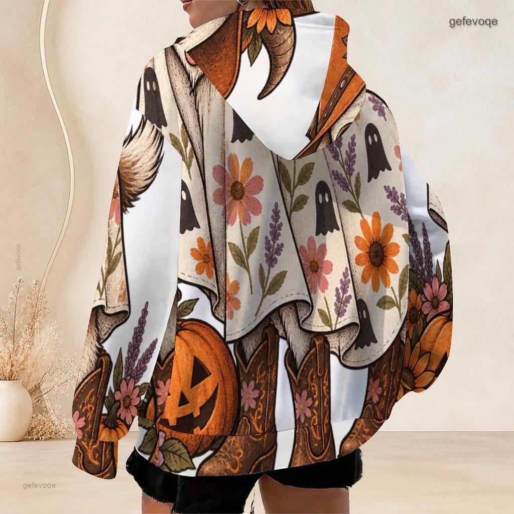 Women Plus Size Zip Up Hooded Sweatshirt Loose Long Sleeve Casual Daily Hoodie