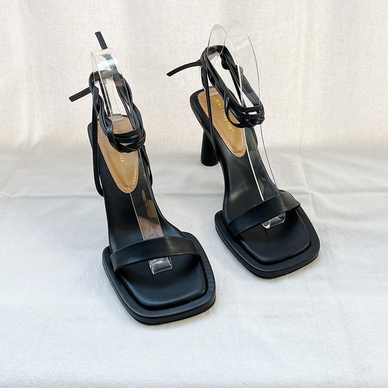 

Весна и лето 2025 года, фея, квадратный носок, слово с сандалиями, женские, интернет-знаменитость, ремешок, шпилька, перекрестный ремешок, знаменитость, высокие каблуки 40 чёрный