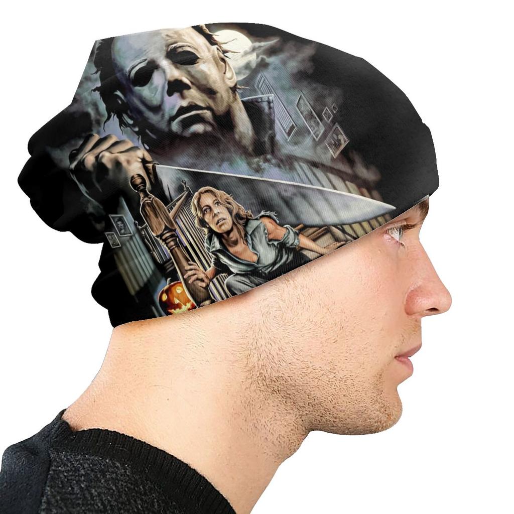 Michael Myers Knives Halloween Scary Movie Bonnet Beanie Knitted Hat Unisex Women Cool Winter Warm Skullies Beanies Cap for Ski