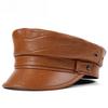100% Sheepskin Military Hat - XXL Genuine Leather Flat Top Cap for Men/Women, Vintage Rock Style Unisex Headwearoll Captain Hat