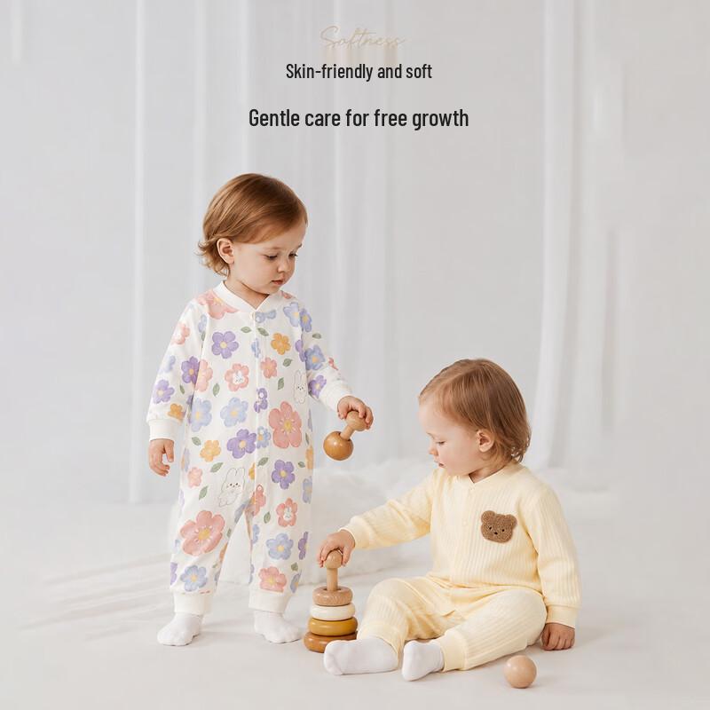 Babyprints Unisex 2-Pack Long-Sleeve Cotton Rompers