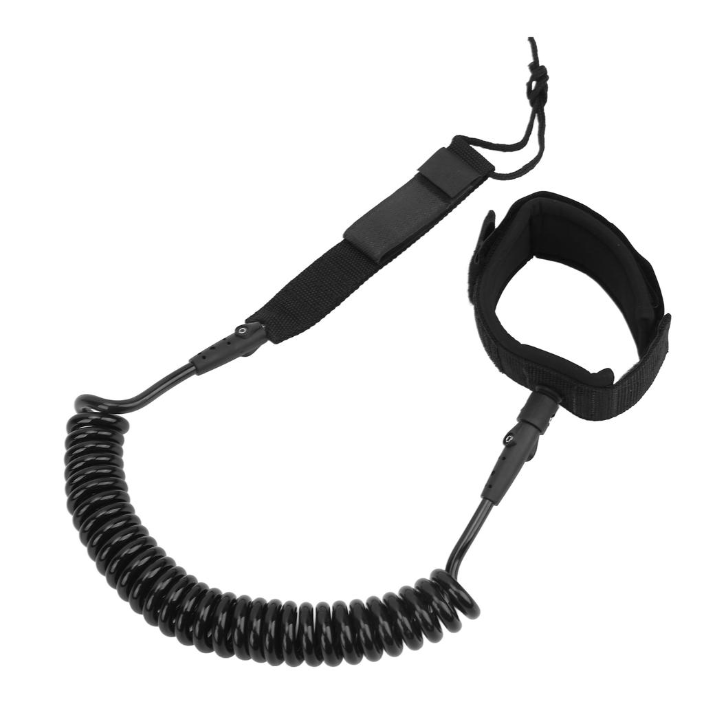 Surfboard Leash High Elasticity TPU Black Coiled Surfing Leg Rope for Paddleboards Longboards