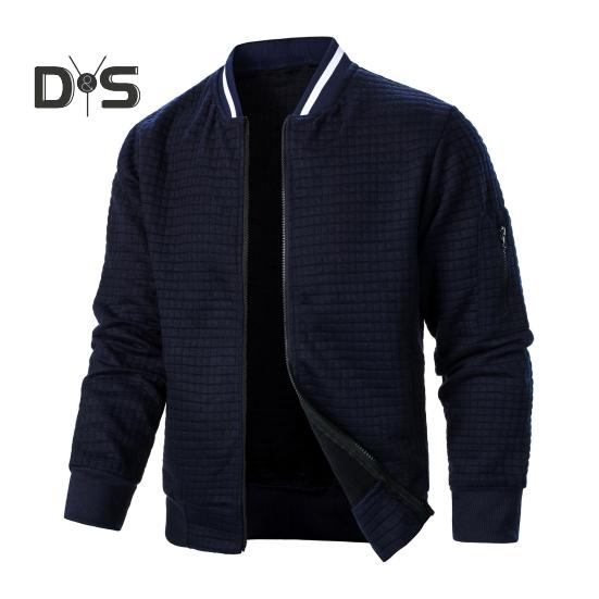 Herrenjacke Herbst Winter Einfarbig Waffelstruktur Sweatshirtjacke mit Taschen Reißverschlussleiste Lässige Oberbekleidung Sportliche Kleidung