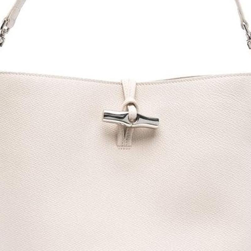 Longchamp Le Roseau Silver Hardware Small Calfskin Tote Shoulder Bag Medium Women Bags Beige 10281HFP555